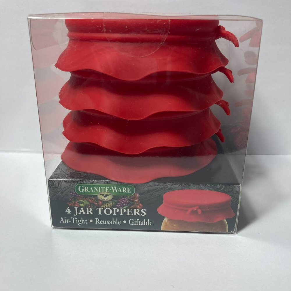 Granite Ware Silicone Canning Jar Toppers Lid Standard Red 2 Packs